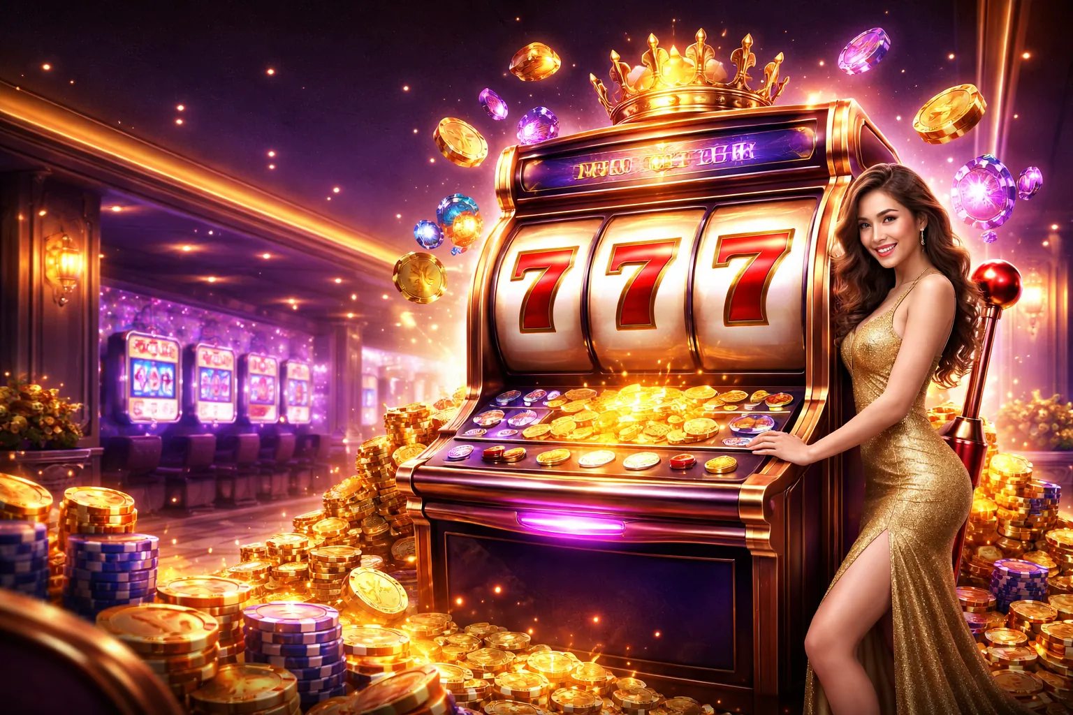 Máy đánh bạc rực rỡ với biểu tượng jackpot lớn tại FF168 website chính thức
